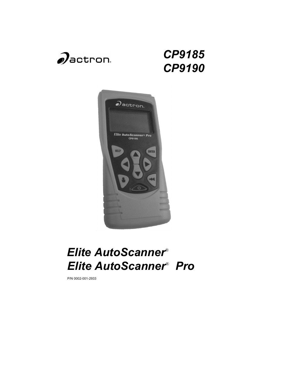 Actron Elite AutoScanner® CP9185 User Manual | 240 pages