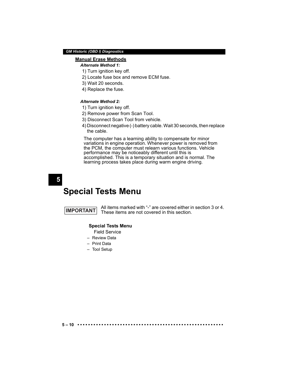 Special tests menu | Actron Elite AutoScanner® CP9185 User Manual | Page 114 / 240