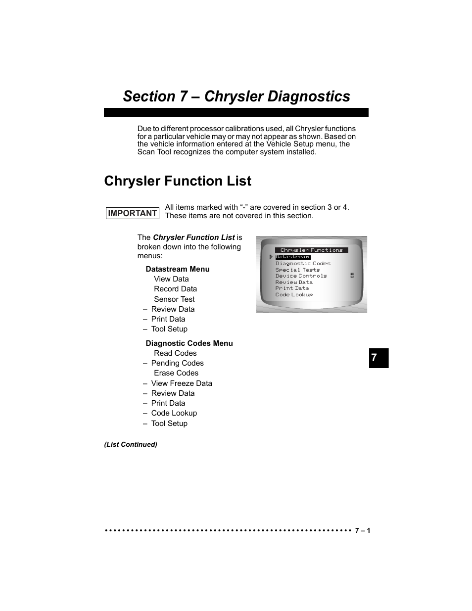 Chrysler function list | Actron Elite AutoScanner® CP9185 User Manual | Page 157 / 240