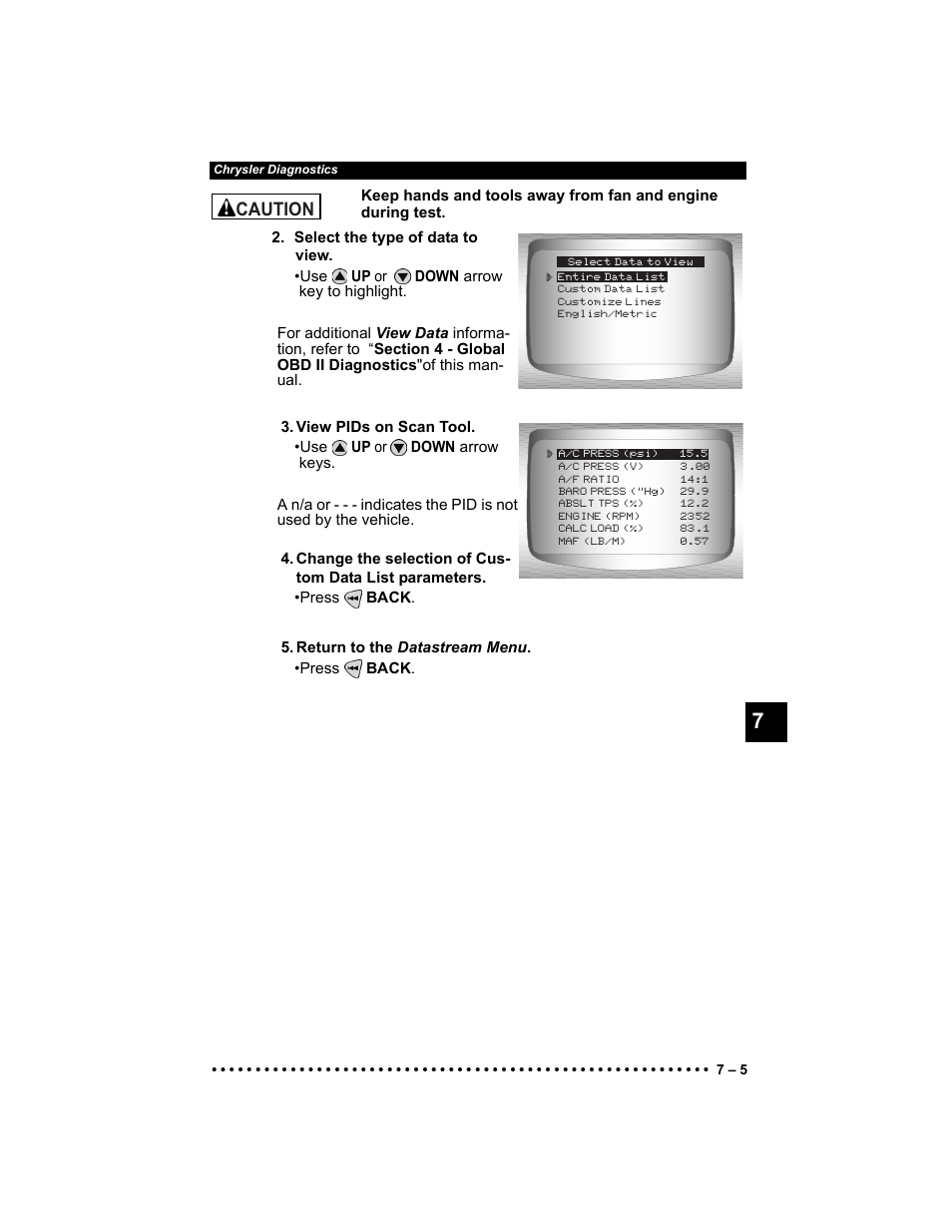 Caution | Actron Elite AutoScanner® CP9185 User Manual | Page 161 / 240