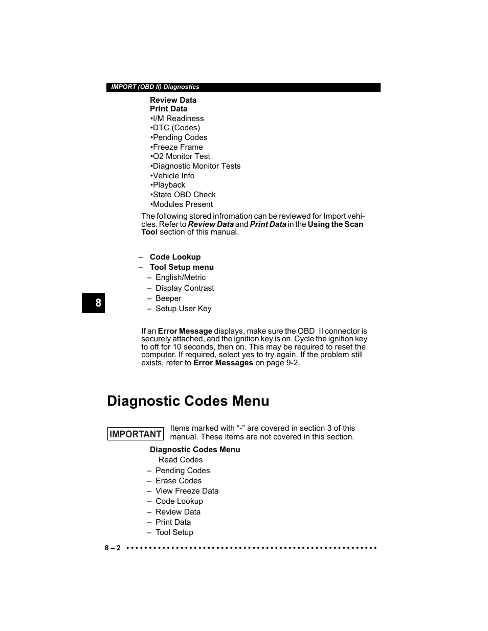 Diagnostic codes menu | Actron Elite AutoScanner® CP9185 User Manual | Page 172 / 240