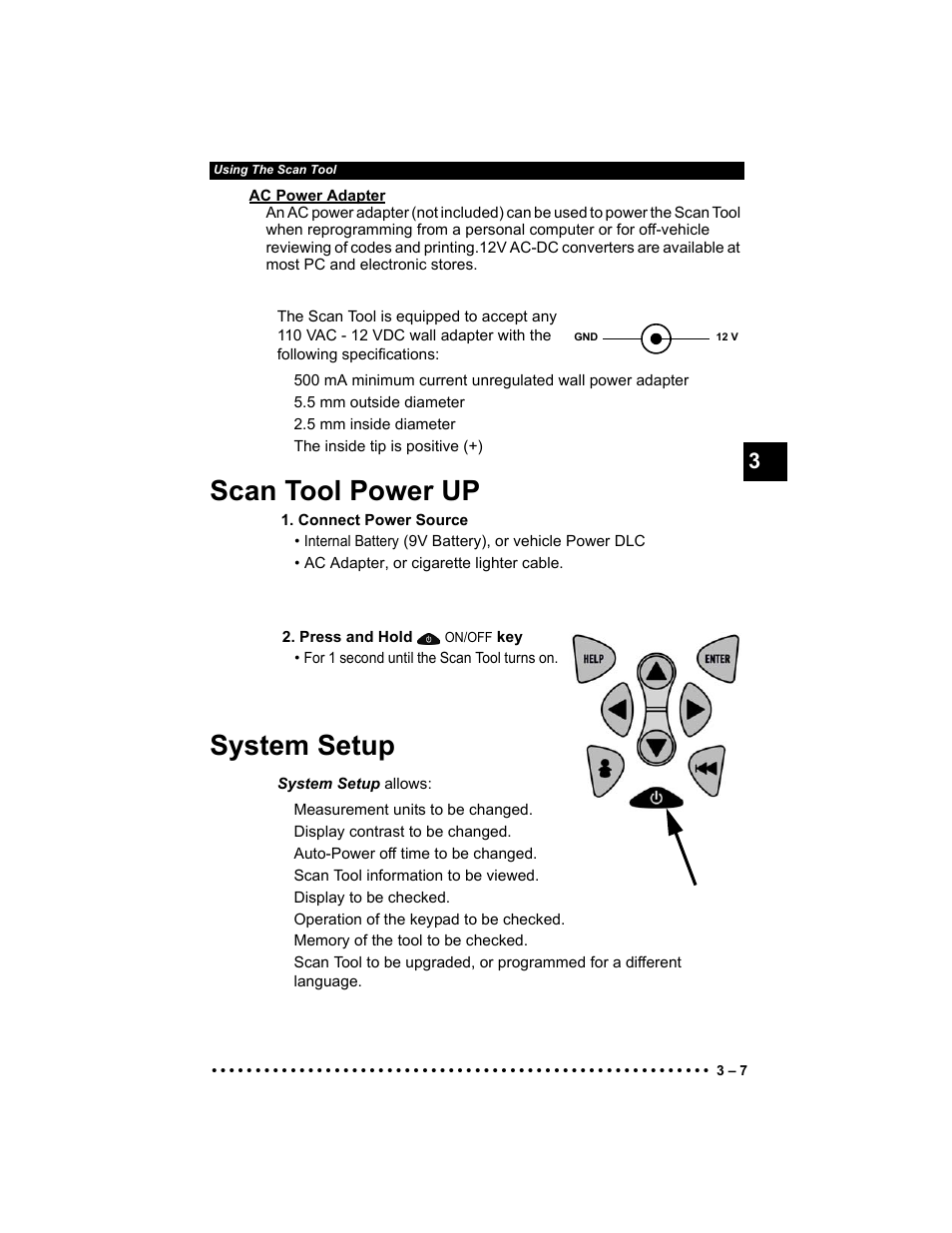 Scan tool power up, System setup | Actron Elite AutoScanner® CP9185 User Manual | Page 41 / 240