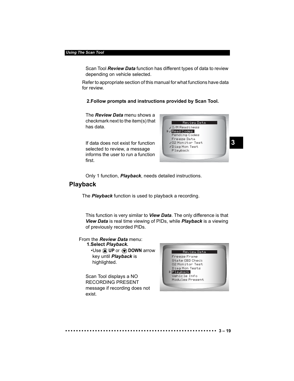 Playback | Actron Elite AutoScanner® CP9185 User Manual | Page 53 / 240