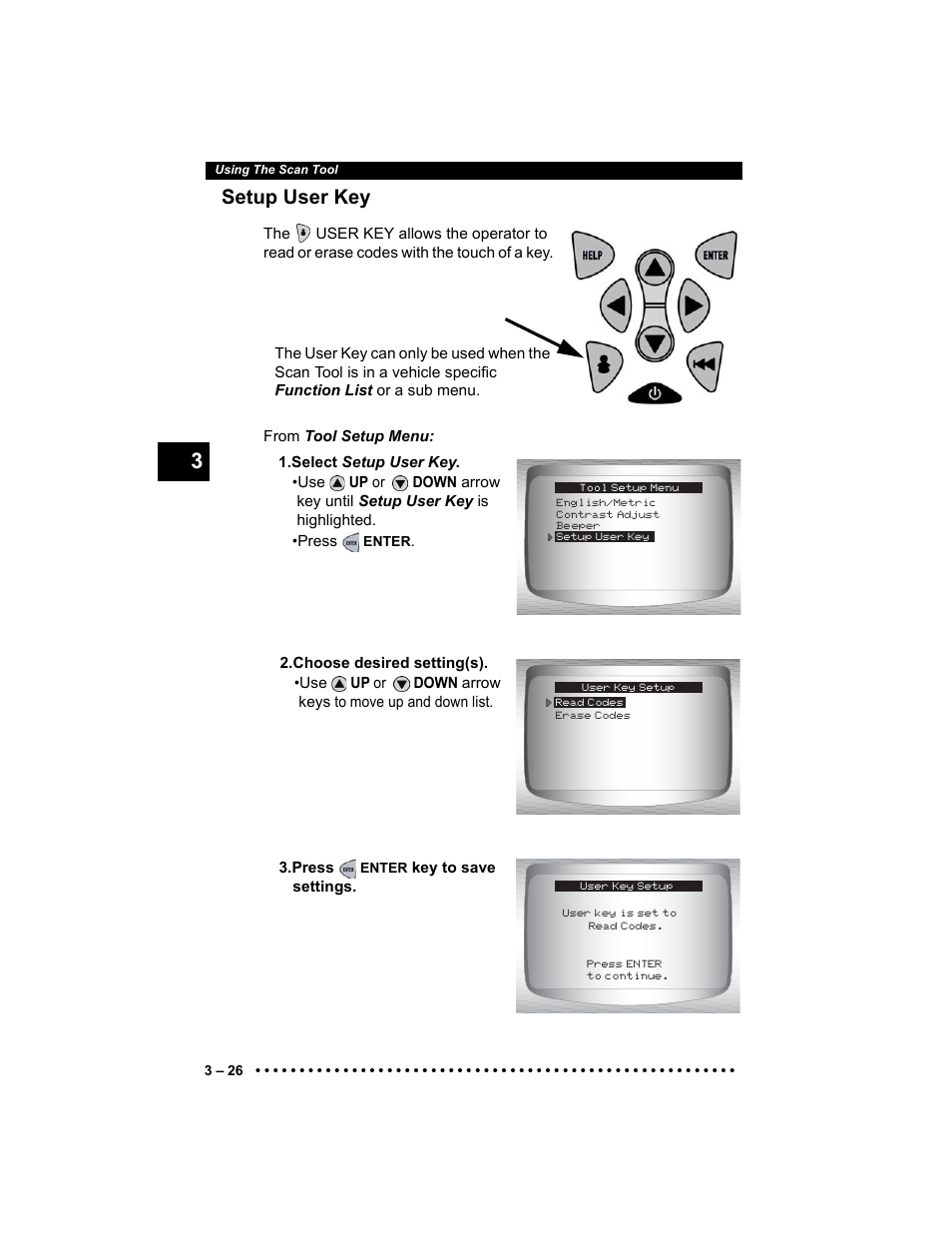 Setup user key | Actron Elite AutoScanner® CP9185 User Manual | Page 60 / 240