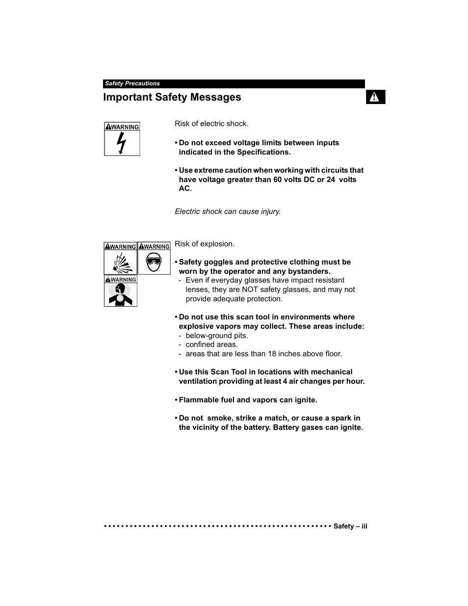 Important safety messages | Actron Elite AutoScanner® CP9185 User Manual | Page 9 / 240