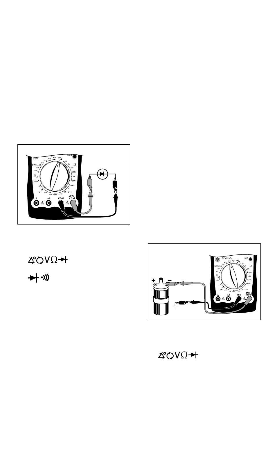 Measuring engine rpm, Testing diodes, Fig. 13 | Fig. 14 | Actron AutoTroubleShooter CP7677 User Manual | Page 11 / 34
