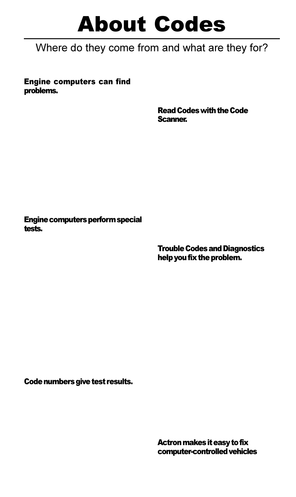 About codes, Where do they come from and what are they for | Actron Ford Code Scanner CP9015 User Manual | Page 5 / 66