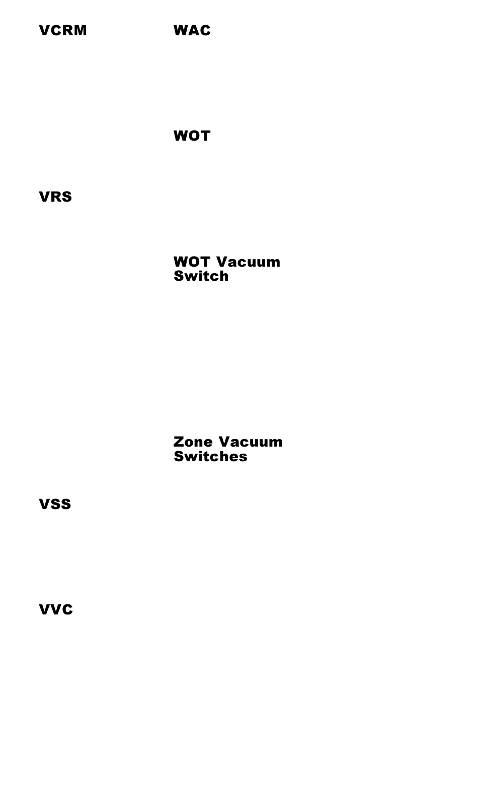 Vcrm, Wot vacuum switch, Zone vacuum switches | Actron Ford Code Scanner CP9015 User Manual | Page 65 / 66