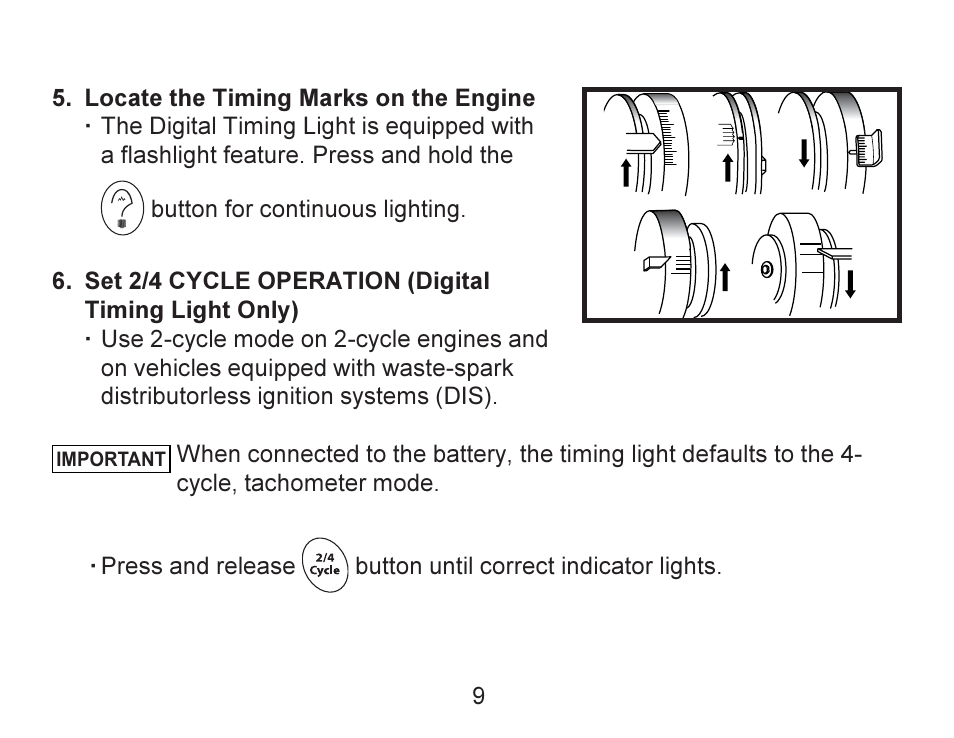 Important | Actron Advance Timing Light CP7528 User Manual | Page 10 / 26