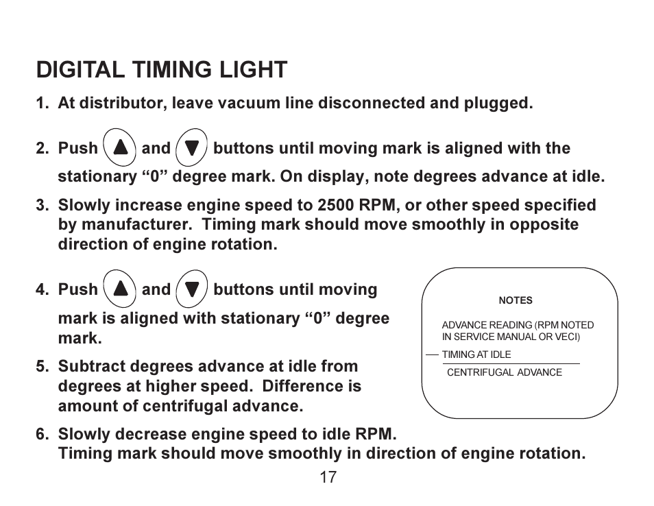 Digital timing light | Actron Advance Timing Light CP7528 User Manual | Page 18 / 26