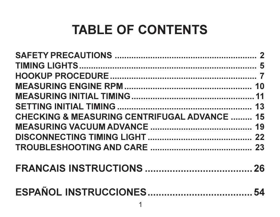 Actron Advance Timing Light CP7528 User Manual | Page 2 / 26