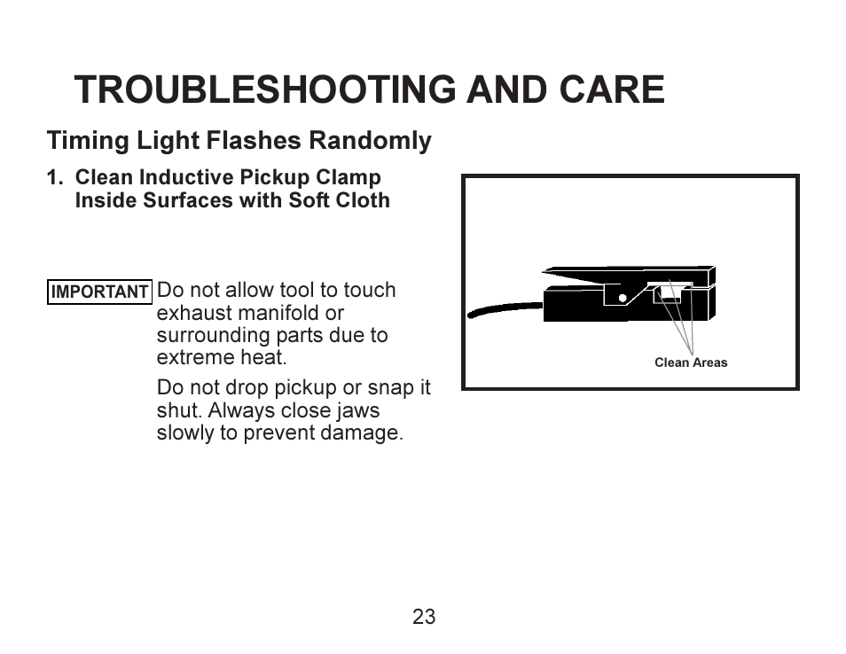 Troubleshooting and care | Actron Advance Timing Light CP7528 User Manual | Page 24 / 26