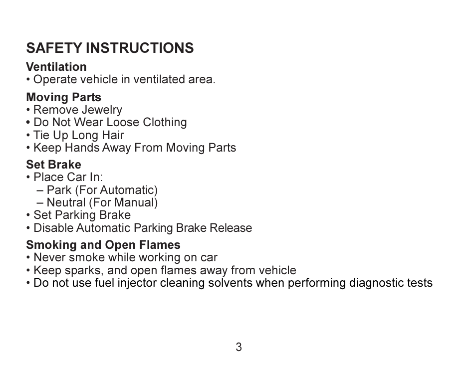 Safety instructions | Actron Advance Timing Light CP7528 User Manual | Page 4 / 26