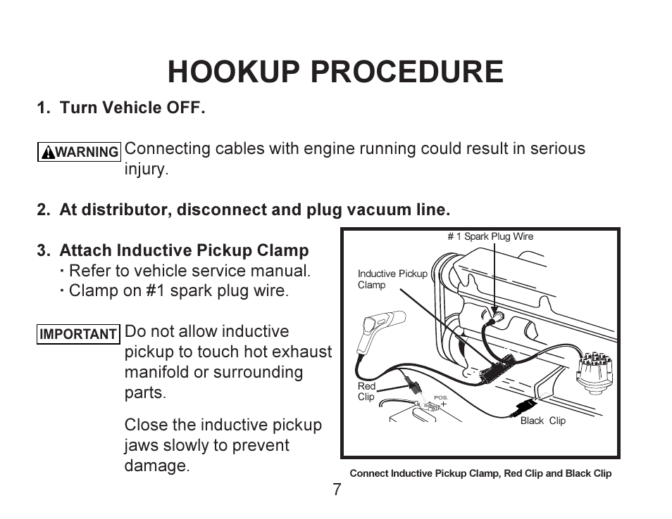 Hookup procedure | Actron Advance Timing Light CP7528 User Manual | Page 8 / 26