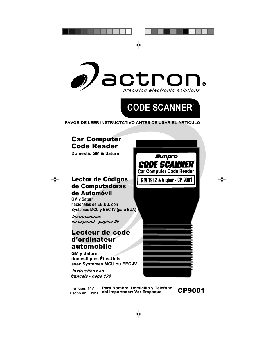 Actron GM Code Scanner CP9001 User Manual | 98 pages