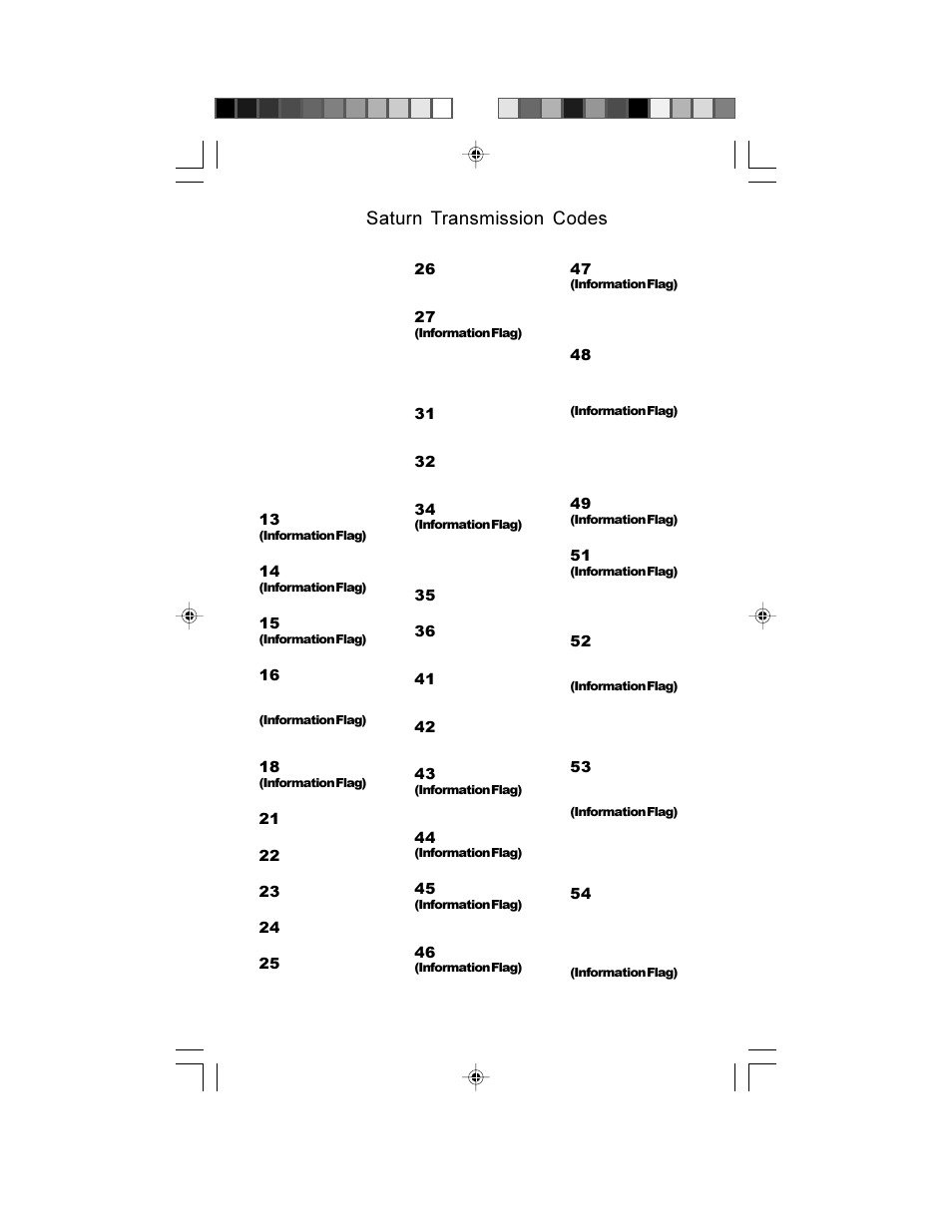 Saturn transmission codes | Actron GM Code Scanner CP9001 User Manual | Page 21 / 98