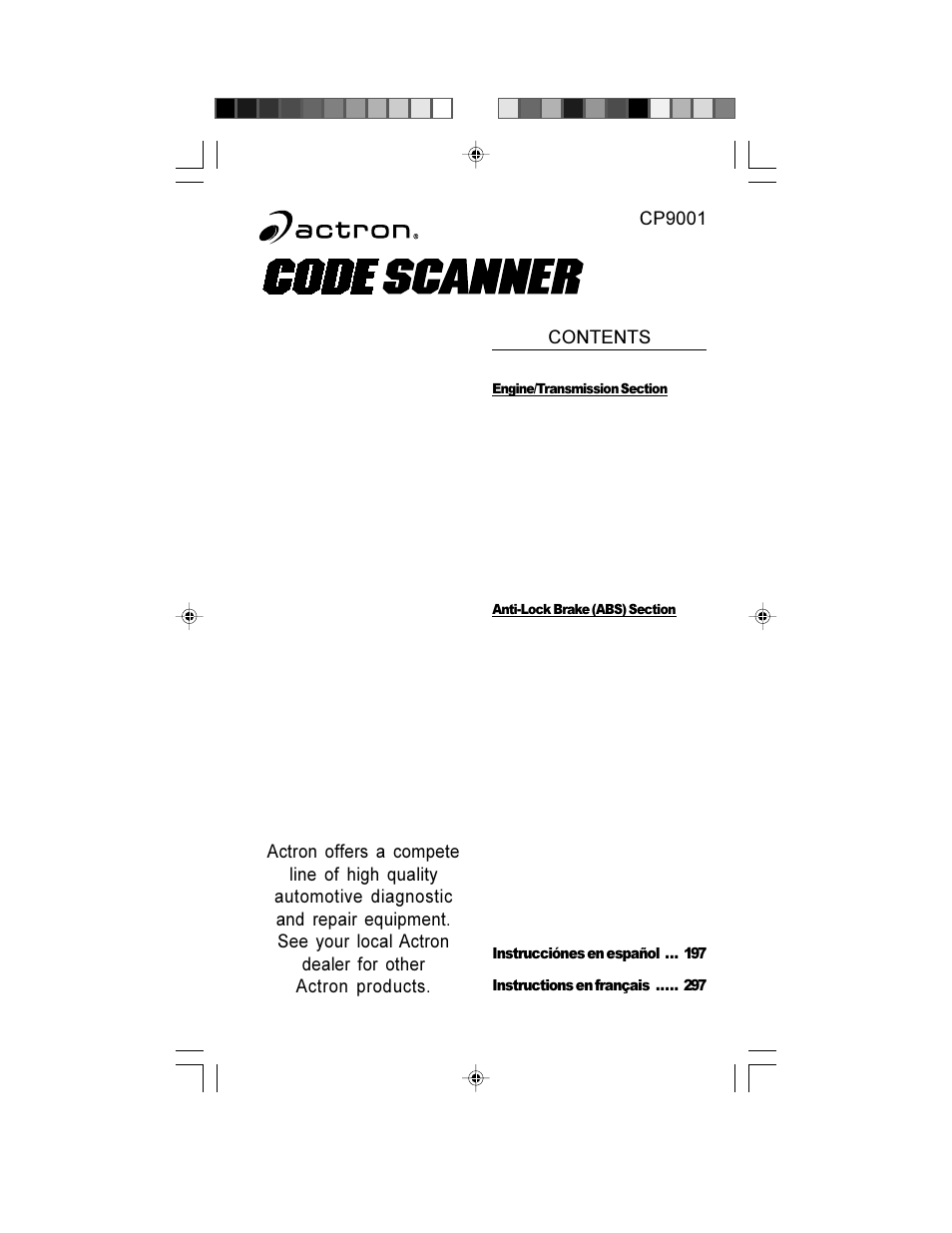 Cp9001 | Actron GM Code Scanner CP9001 User Manual | Page 3 / 98