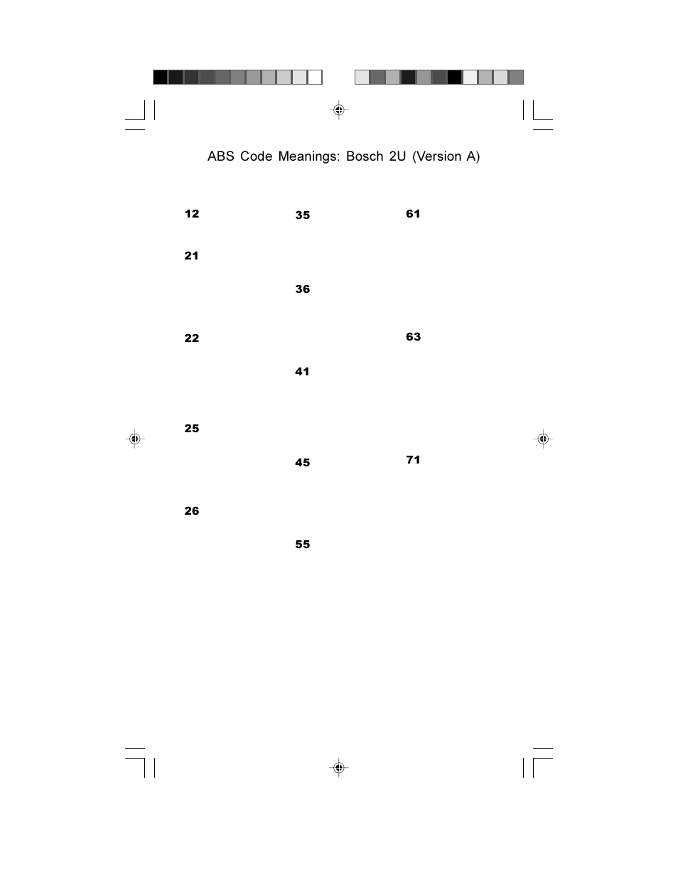 Abs code meanings: bosch 2u (version a) | Actron GM Code Scanner CP9001 User Manual | Page 63 / 98