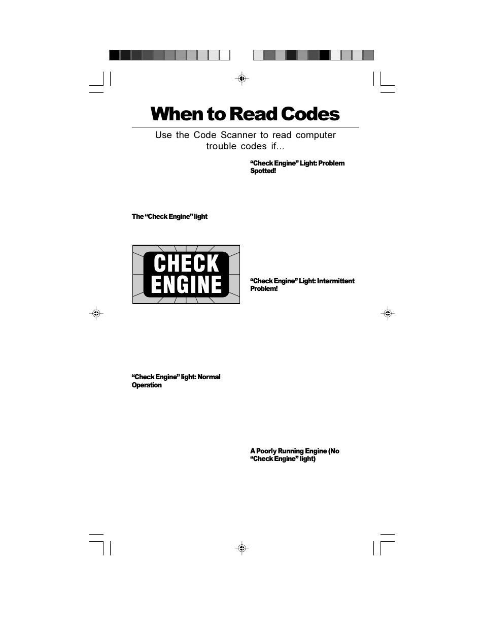 When to read codes | Actron GM Code Scanner CP9001 User Manual | Page 7 / 98