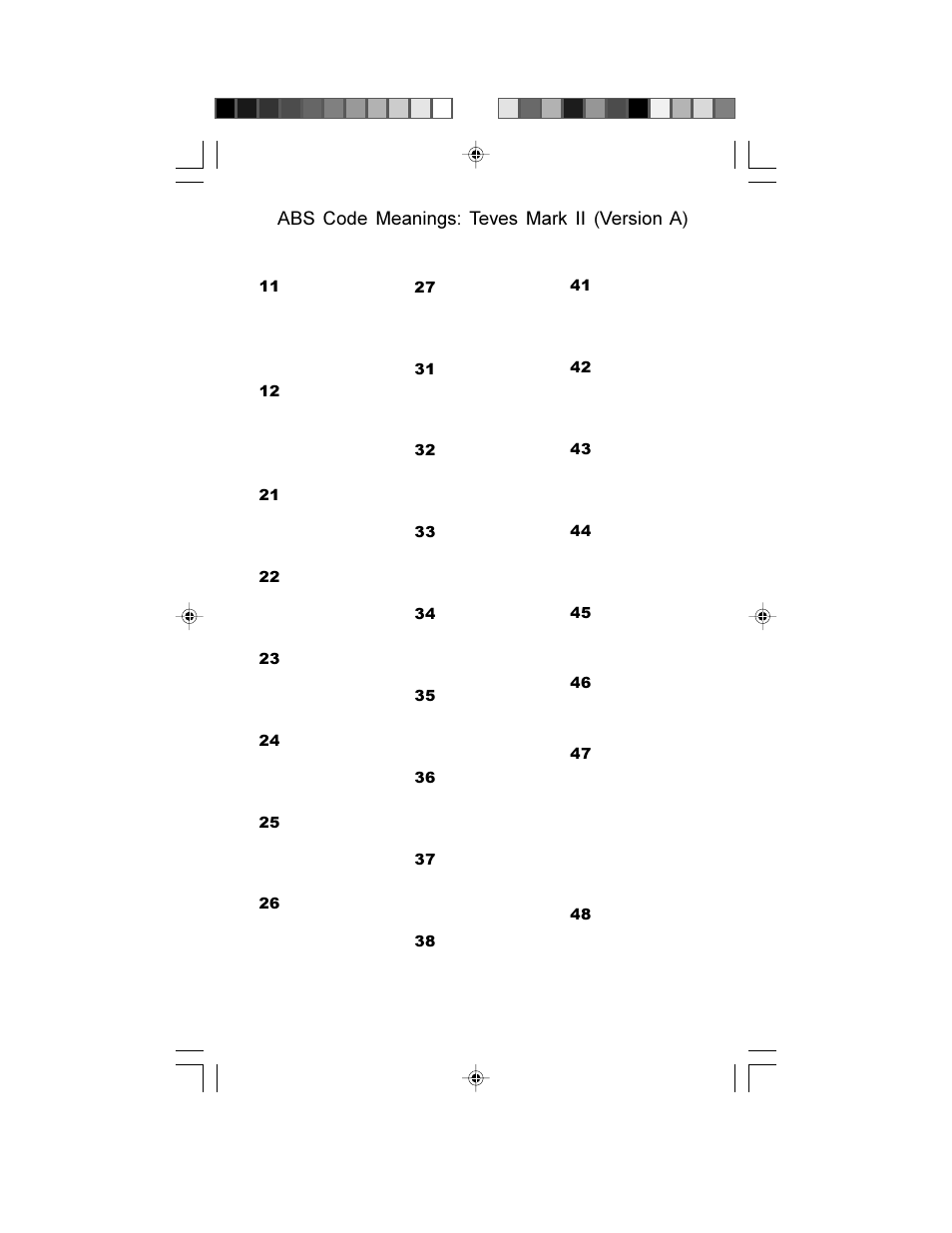 Abs code meanings: teves mark ii (version a) | Actron GM Code Scanner CP9001 User Manual | Page 79 / 98