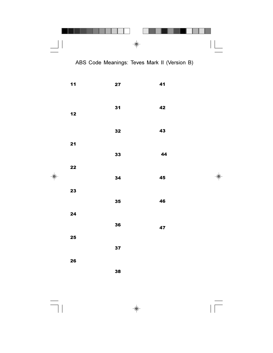Abs code meanings: teves mark ii (version b) | Actron GM Code Scanner CP9001 User Manual | Page 84 / 98