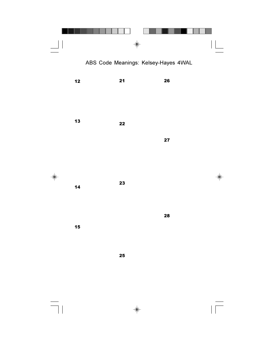 Abs code meanings: kelsey-hayes 4wal | Actron GM Code Scanner CP9001 User Manual | Page 93 / 98