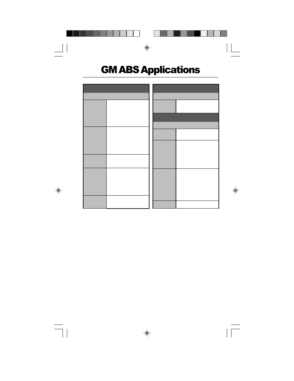 Gm abs applications, Cars, Trucks | Vans | Actron GM Code Scanner CP9001 User Manual | Page 97 / 98