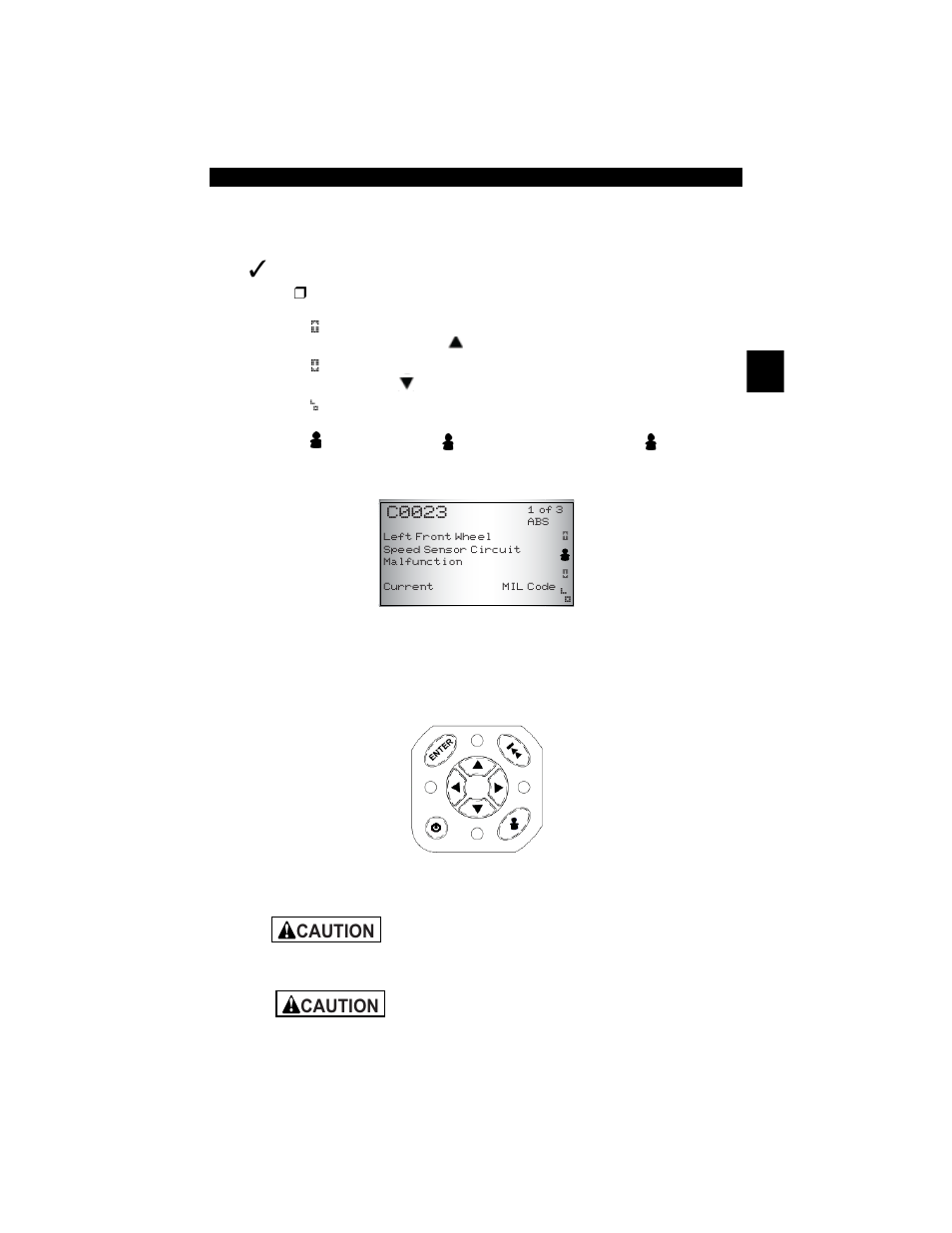 Display -3 keypad -3, Display, Keypad | Caution | Actron CP9449 ABS BrakeScan User Manual | Page 19 / 58