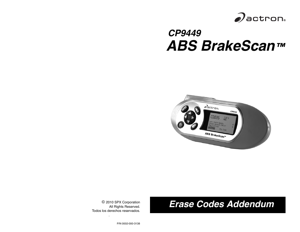 Actron CP9449 ABS BrakeScan User Manual | 2 pages