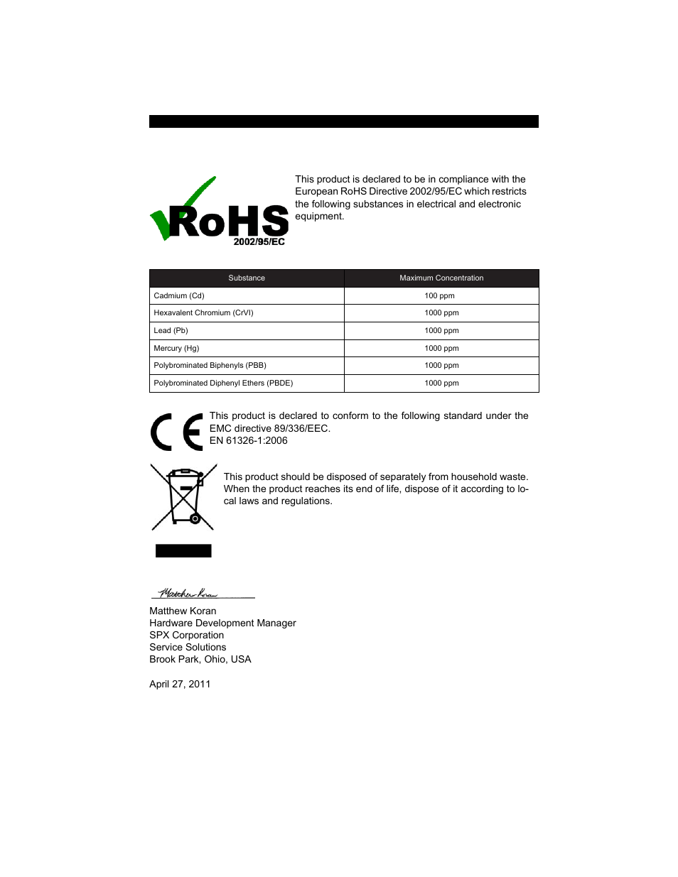 Declaration of conformity | Actron AutoScanner® Plus CP9580A User Manual | Page 123 / 126