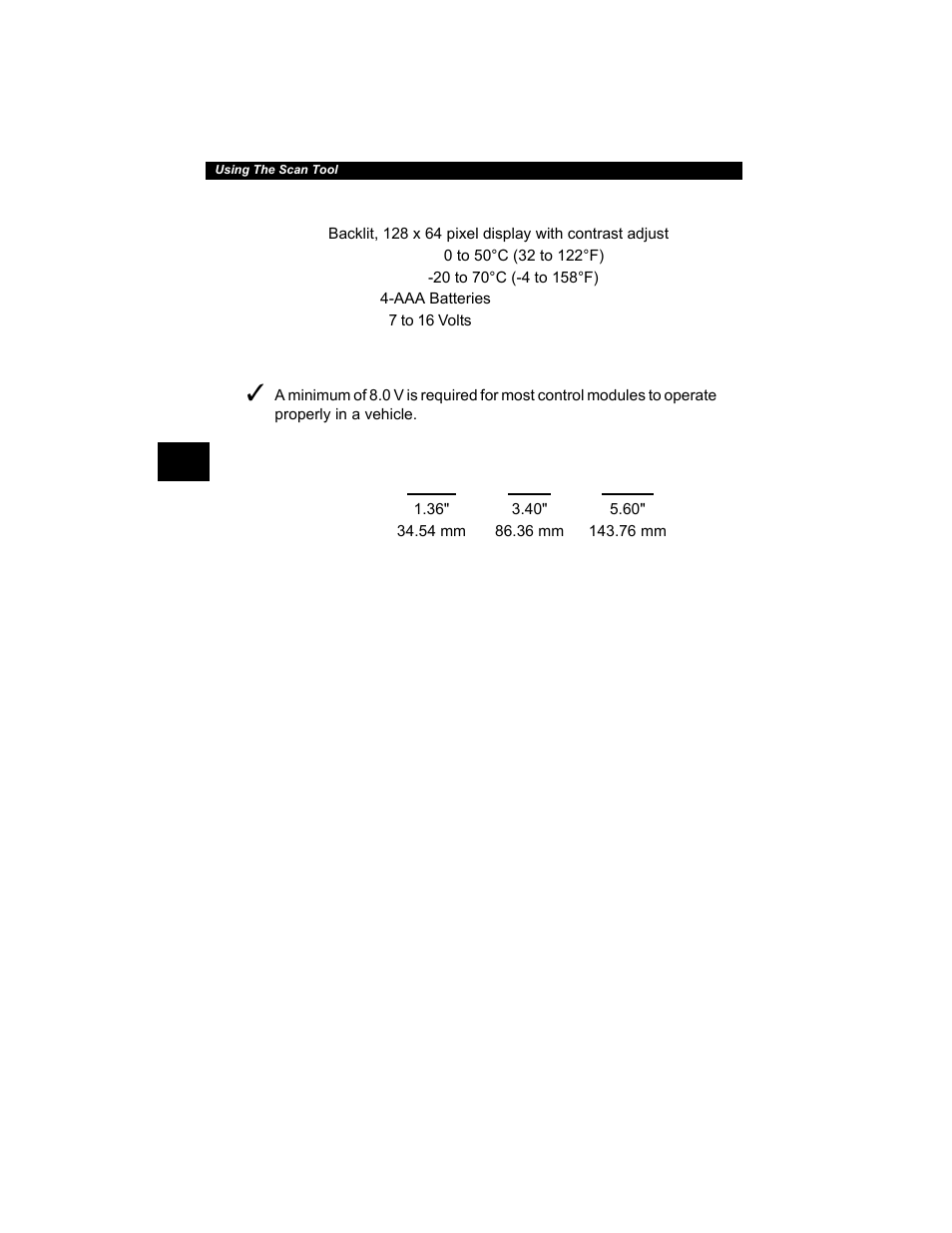 Specifications | Actron AutoScanner® Plus CP9580A User Manual | Page 26 / 126
