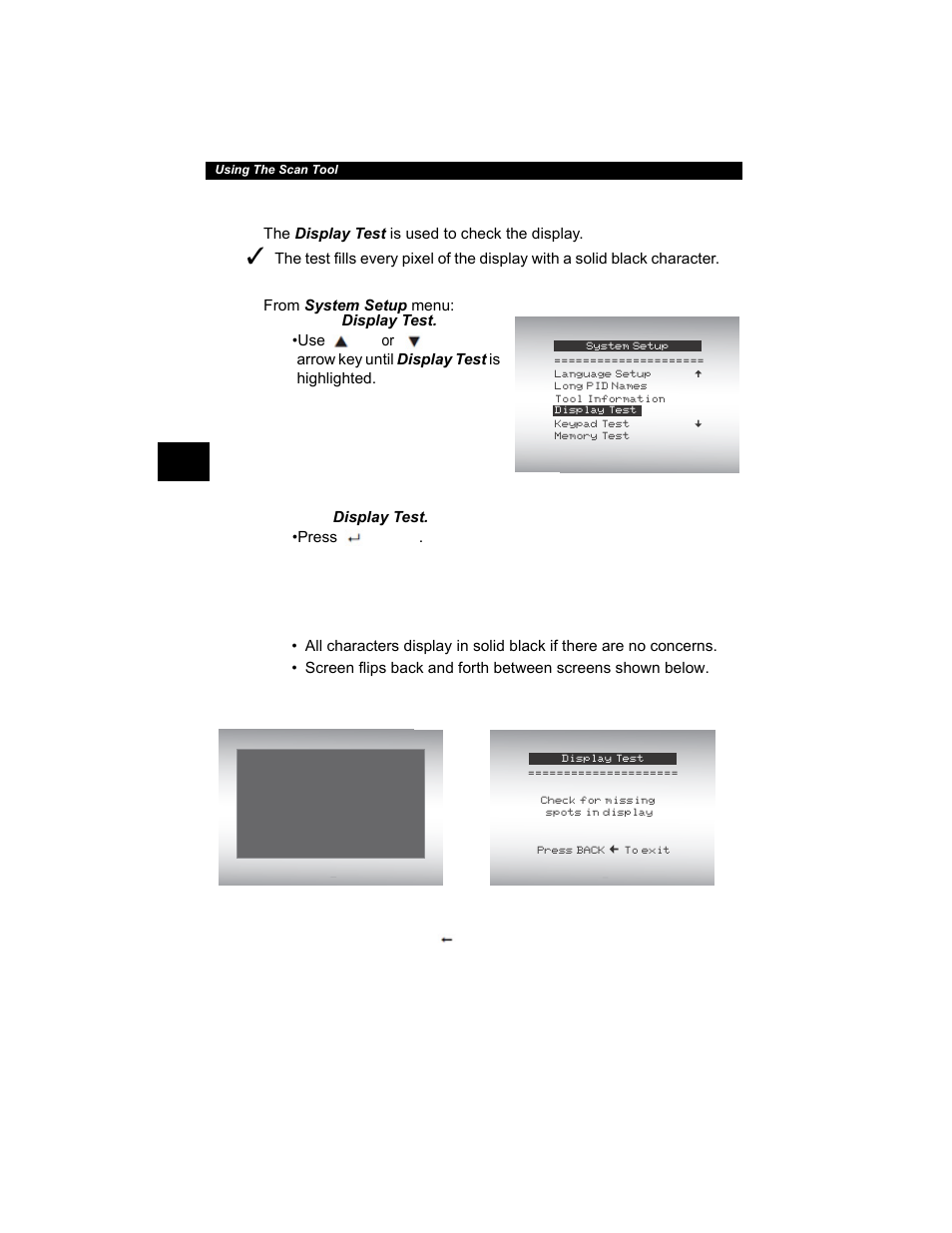 Display test -14, Display test | Actron AutoScanner® Plus CP9580A User Manual | Page 38 / 126