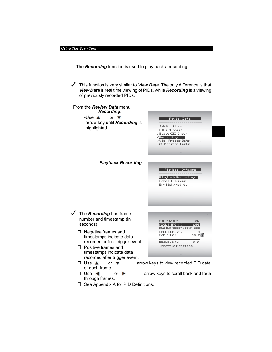 Recording -19, Recording | Actron AutoScanner® Plus CP9580A User Manual | Page 43 / 126