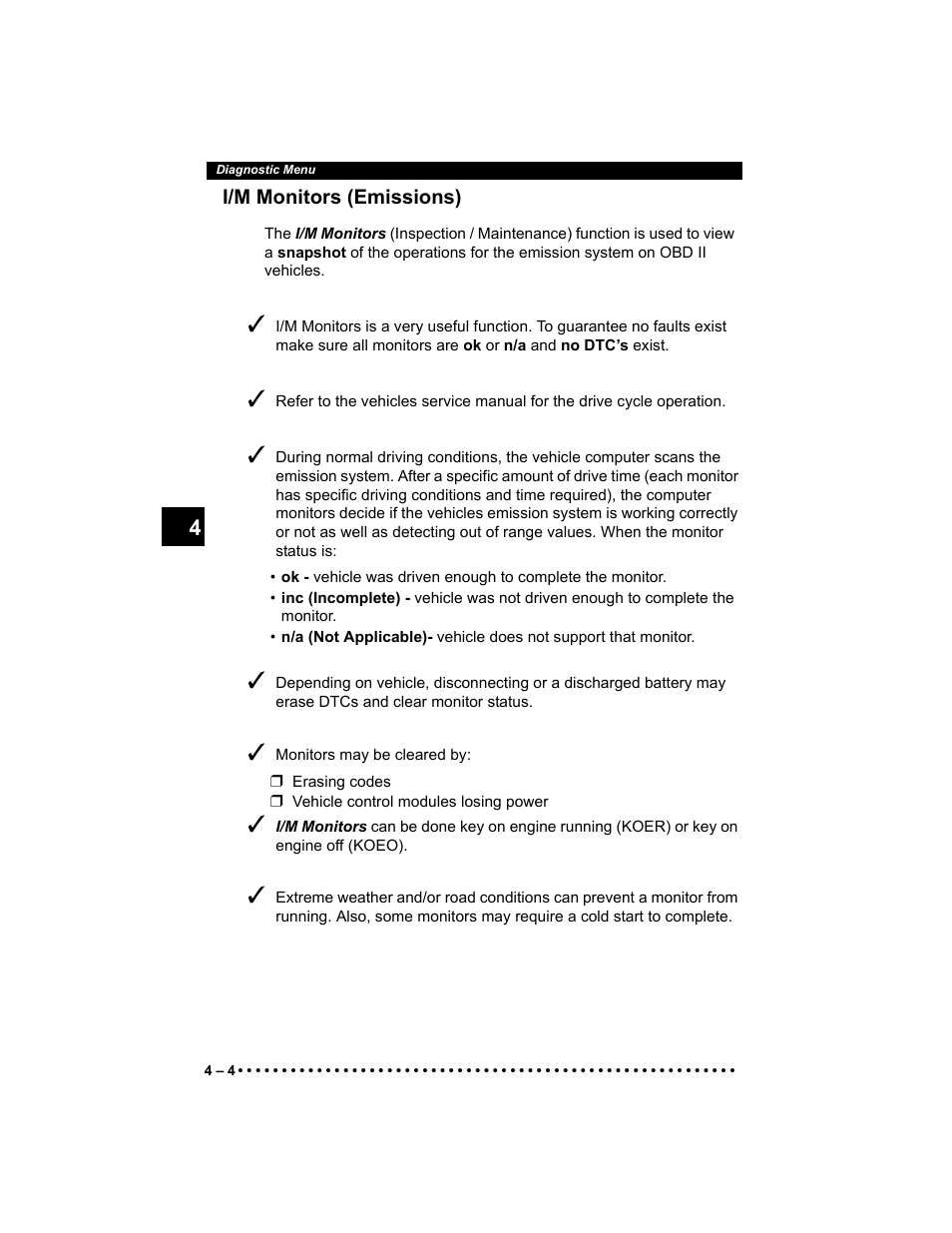 I/m monitors (emissions) | Actron AutoScanner® Plus CP9580A User Manual | Page 60 / 126