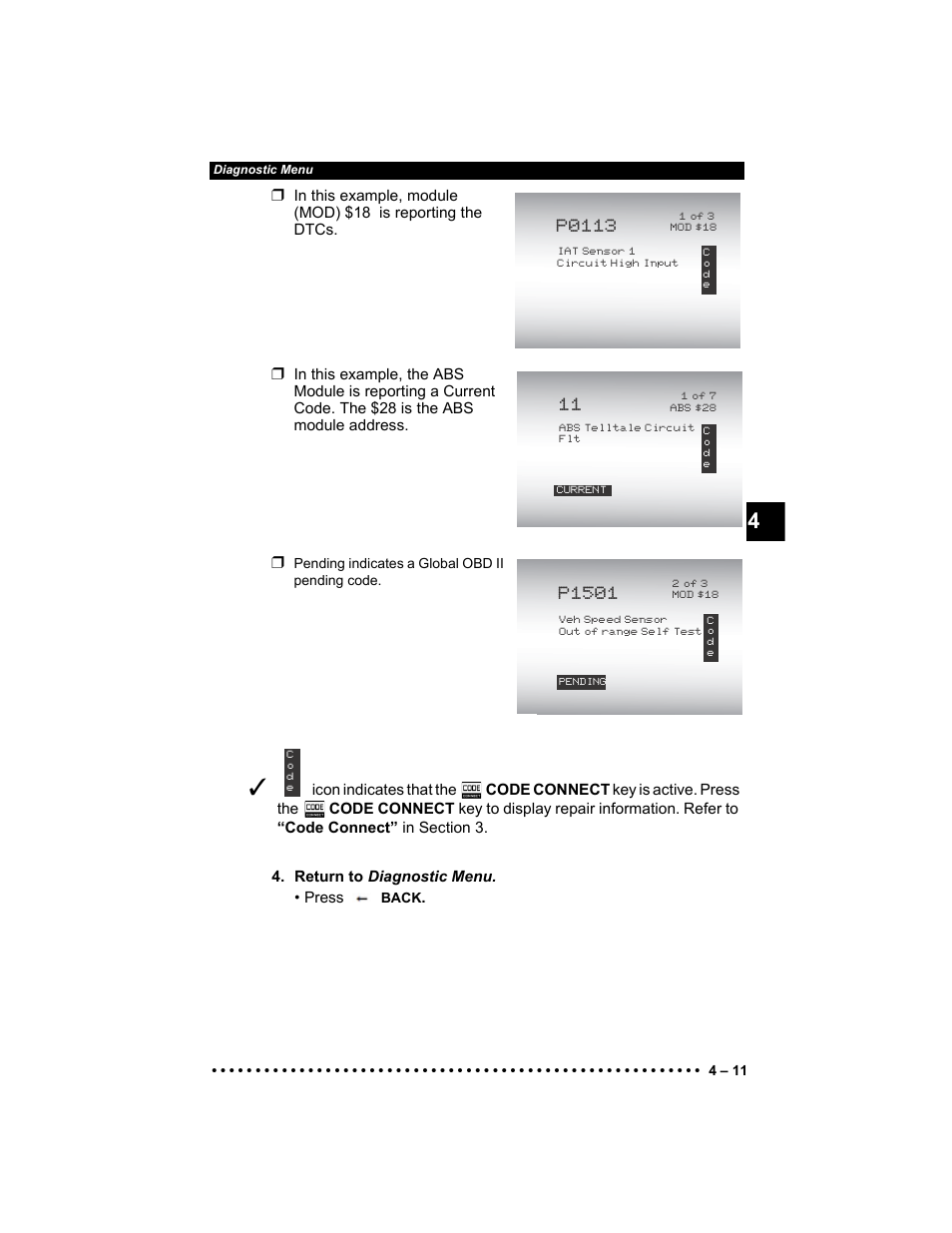 P0113, P1501 | Actron AutoScanner® Plus CP9580A User Manual | Page 67 / 126