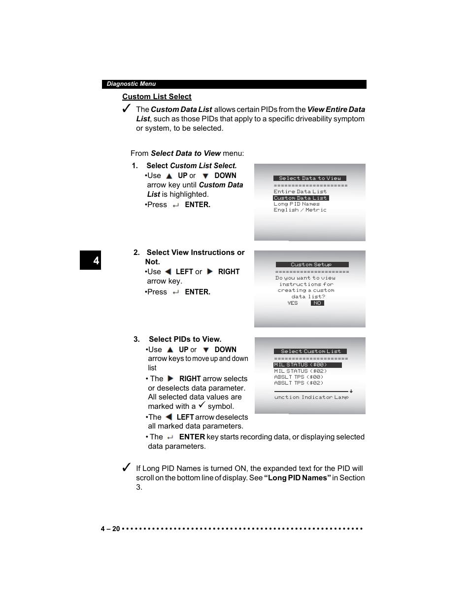 Custom list select | Actron AutoScanner® Plus CP9580A User Manual | Page 76 / 126