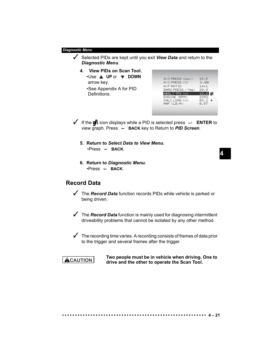 Record data | Actron AutoScanner® Plus CP9580A User Manual | Page 77 / 126