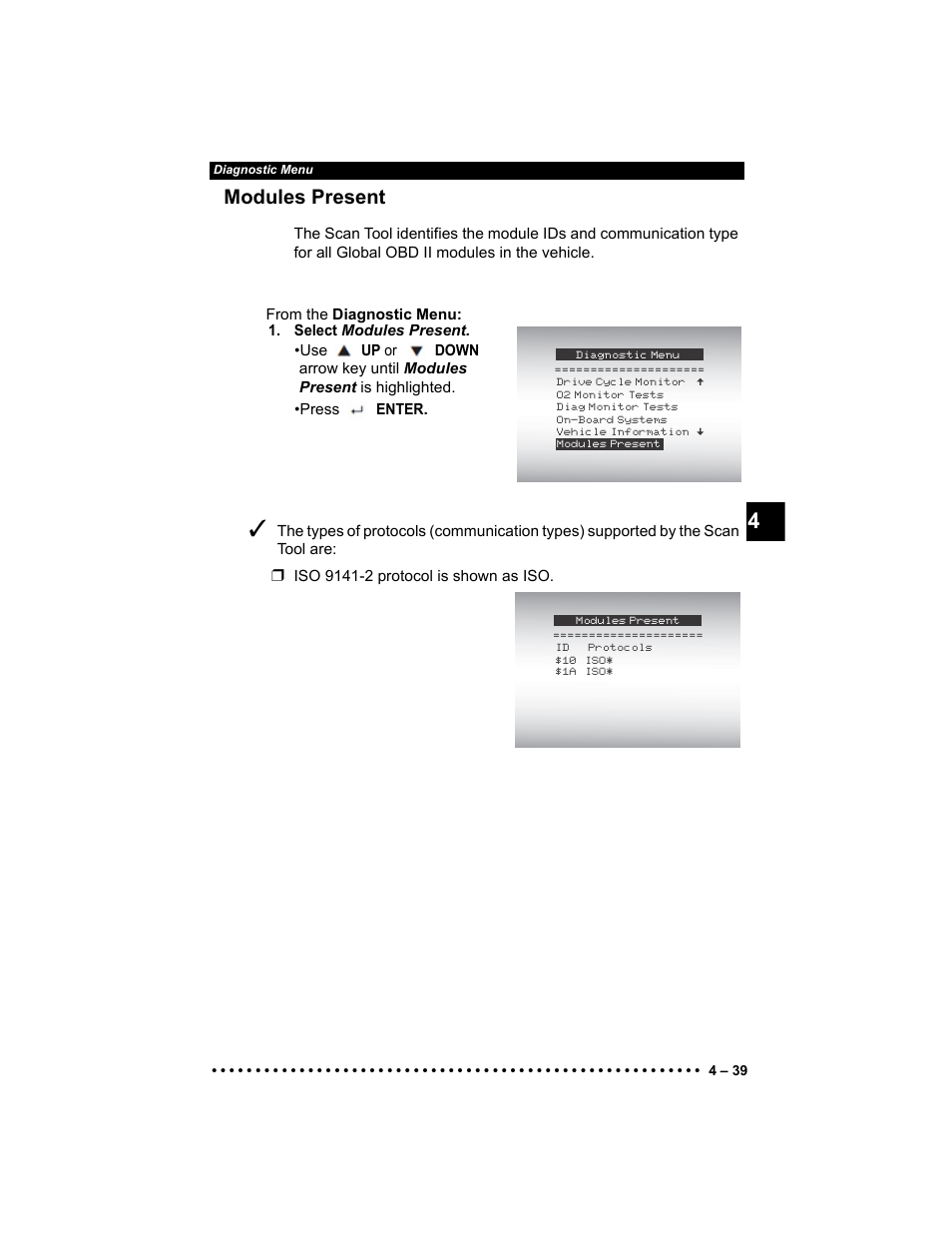 Modules present | Actron AutoScanner® Plus CP9580A User Manual | Page 95 / 126