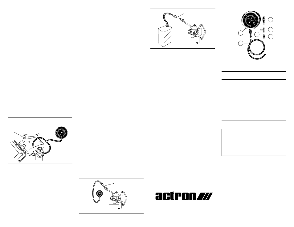 Engine vacuum, Volume test, Customer service | One year warranty, Distributor vacuum advance mechanisms, Fuel pump testing, Vacuum & pressure tester kit repair parts | Actron Vacuum & Pressure Tester Kit CP7803 User Manual | Page 2 / 2