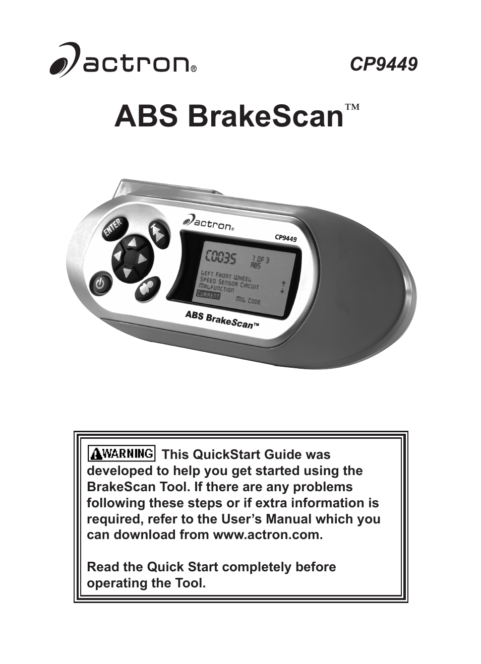 Actron CP9449 ABS BrakeScan User Manual | 16 pages