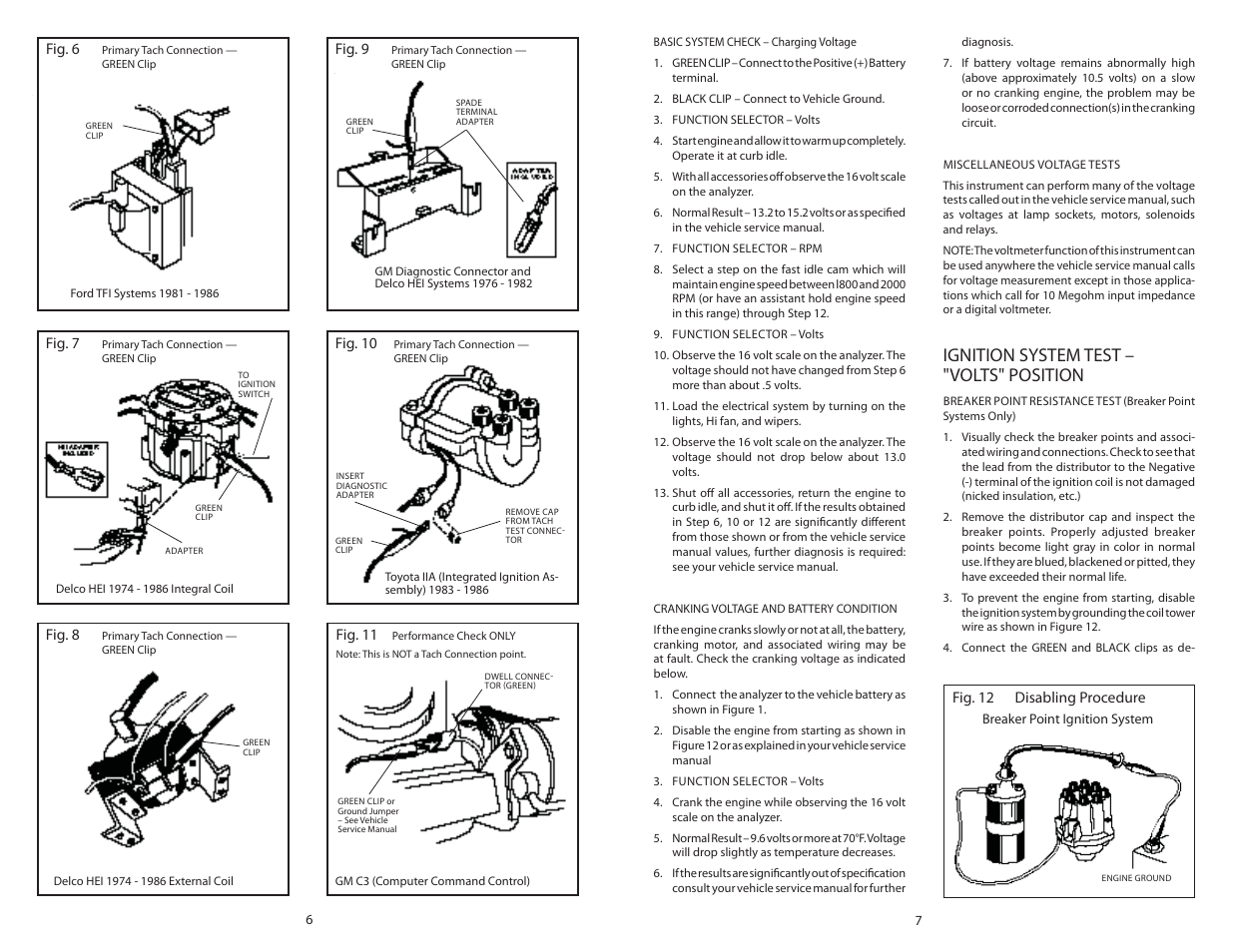 Ignition system test – "volts" position | Actron Dwell__Volt Analyzer CP7605 User Manual | Page 4 / 10