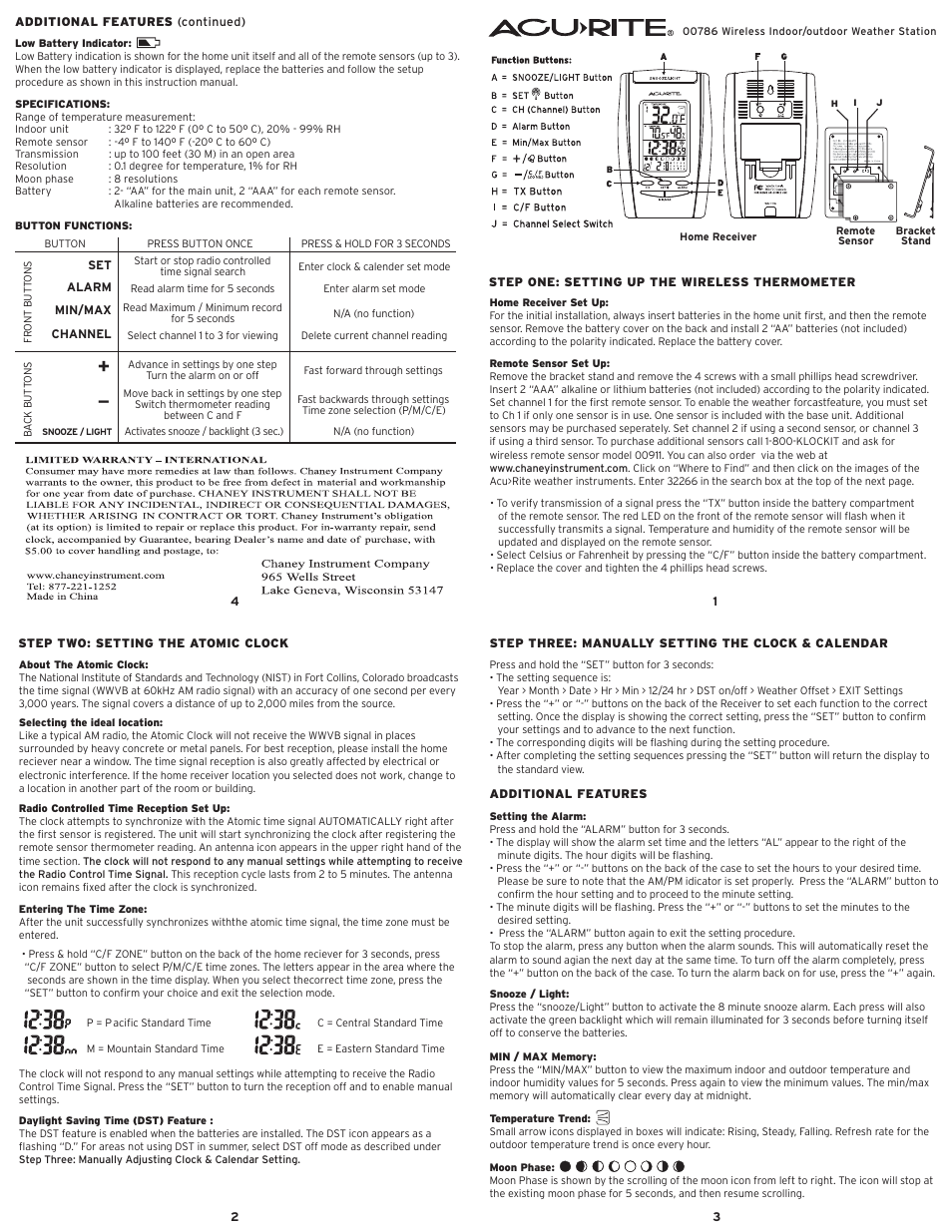 AcuRite 00786 Thermometer User Manual | 1 page