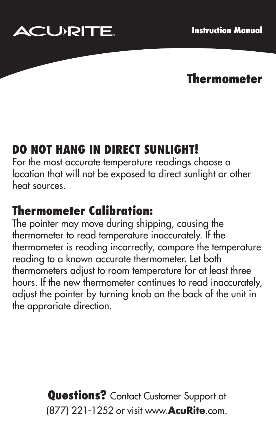 AcuRite 02362 Thermometer User Manual | 1 page