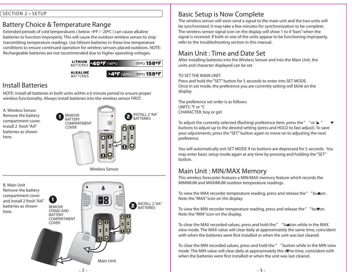 Basic setup is now complete | AcuRite 00536 Thermometer User Manual | Page 2 / 4
