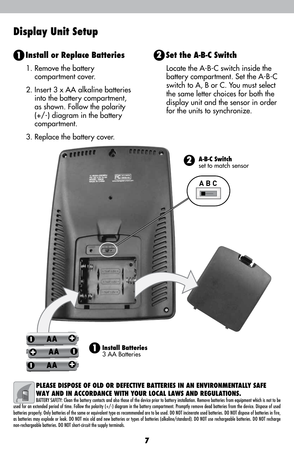 Display unit setup | AcuRite 00638 Weather Station User Manual | Page 7 / 16