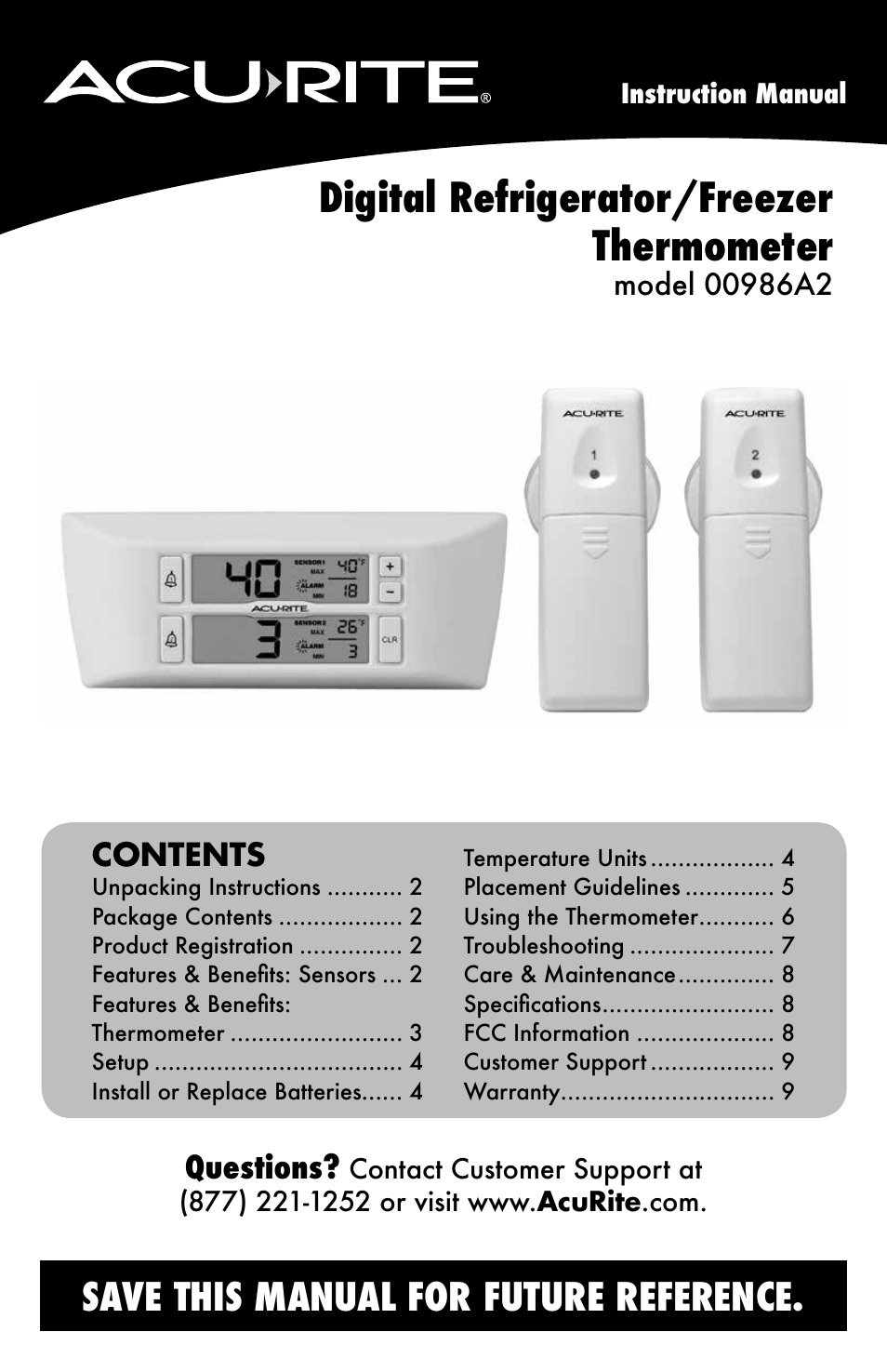 AcuRite 00986 Thermometer User Manual | 10 pages