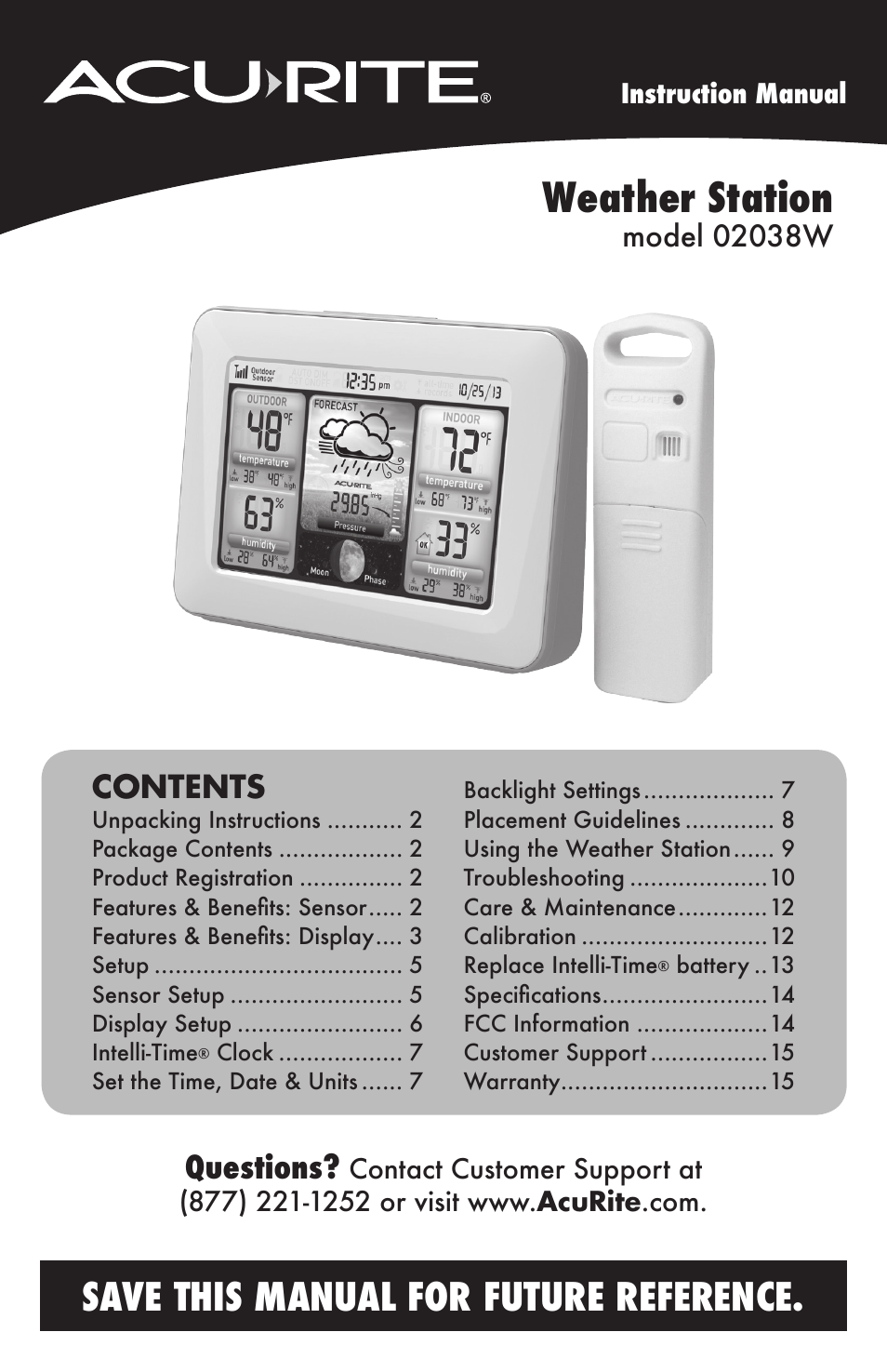 AcuRite 02038W Weather Station User Manual | 16 pages