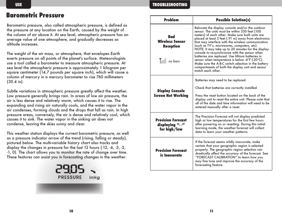 Barometric pressure | AcuRite 02037W Weather Station User Manual | Page 7 / 9