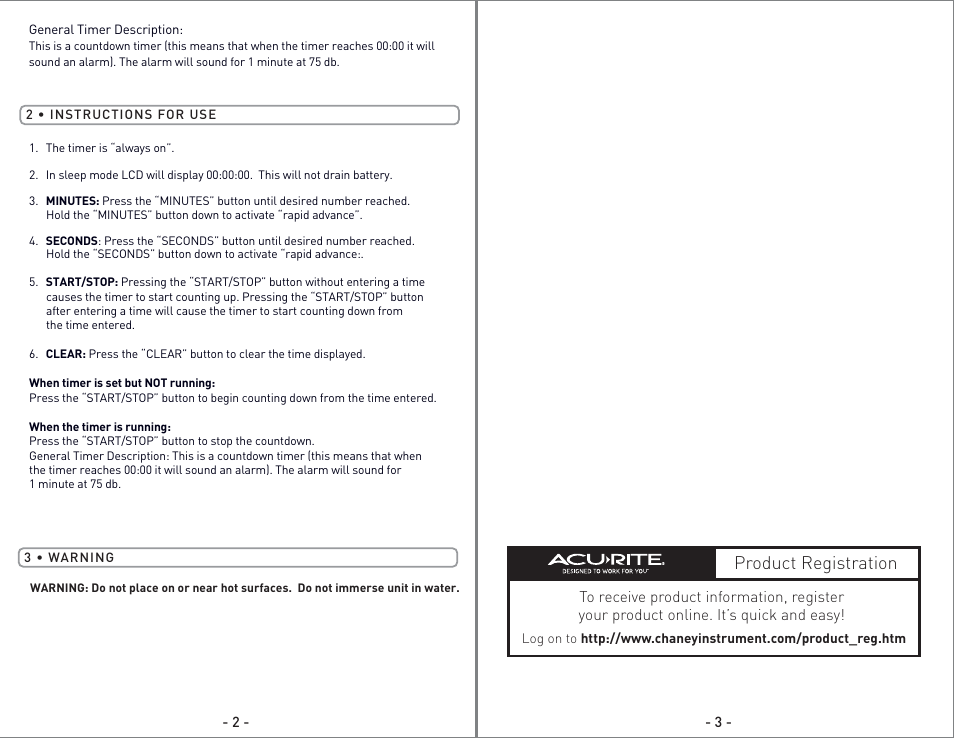 00535 - inst09.pg2.pdf, Product registration | AcuRite 00535 Timer User Manual | Page 2 / 2