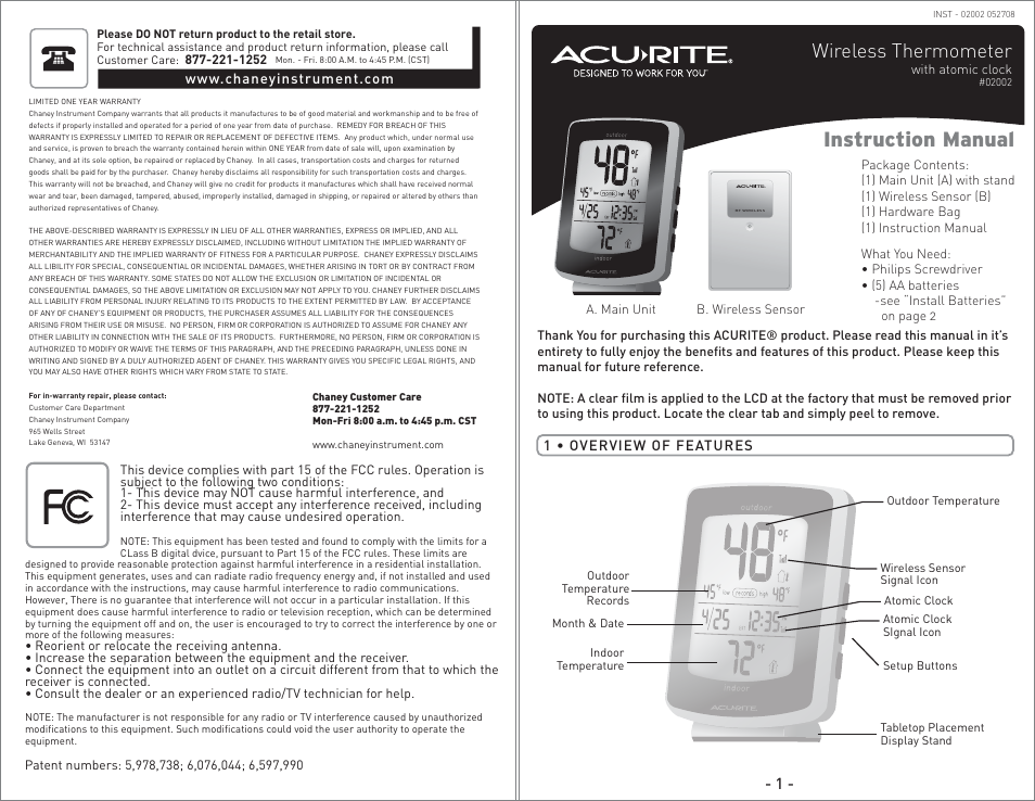 AcuRite 02002 Thermometer User Manual | 8 pages